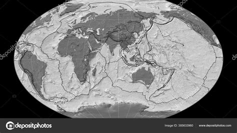 World Map Winkel Tripel Projection Centered East Longitude Bilevel ...