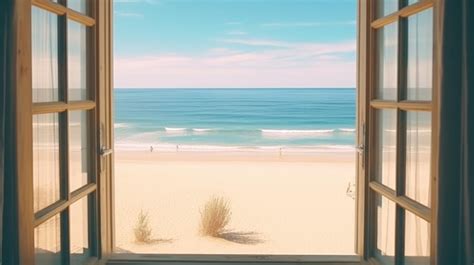 Premium AI Image | beach view background the view from the window with ...