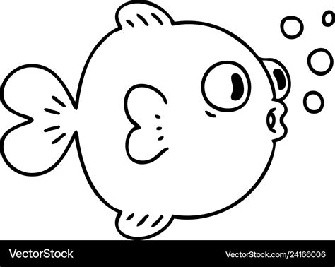 Quirky line drawing cartoon fish Royalty Free Vector Image