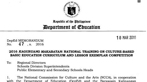 2016 Kaguruang Makabayan: National Training on Culture-Based Basic ...