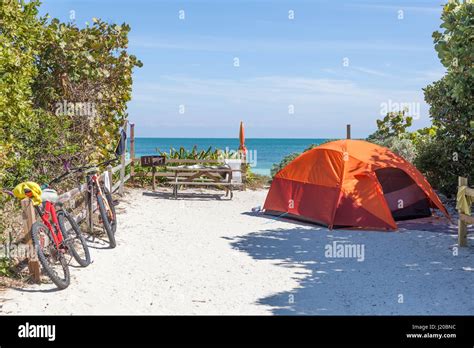 Camping at the beach in Bahia Honda state park. Florida Keys, United ...