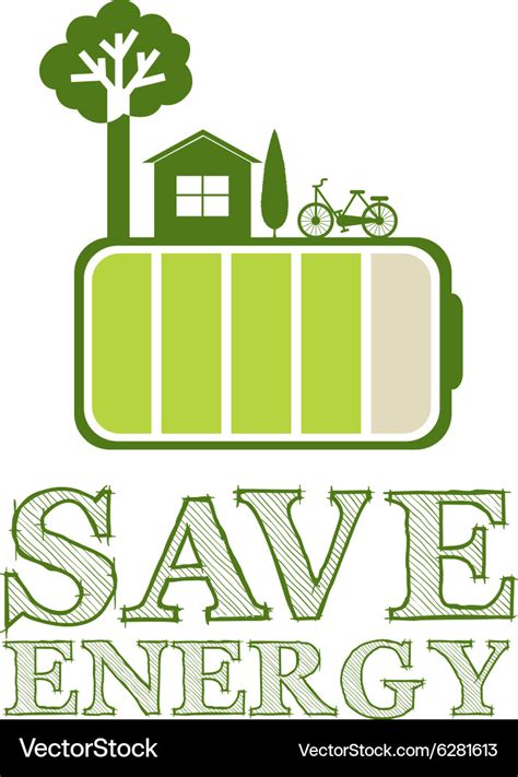 Save energy poster with green design Royalty Free Vector