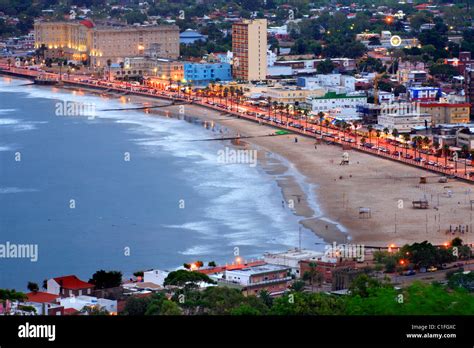 Aerial view of Piriapolis City and beach. Maldonado, Uruguay, south ...