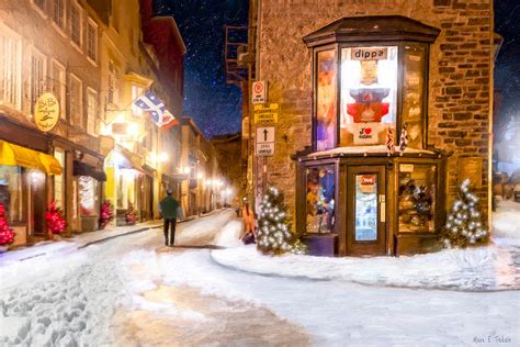 Wintery Streets of Old Quebec at Night Photograph by Mark Tisdale ...