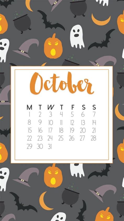 Month october, halloween, calendar, 2018, numbers, pumpkins, HD phone ...