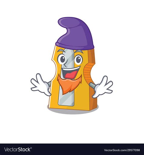 Funny pencil sharpener mascot performed elf Vector Image