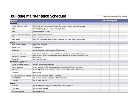 Maintenance Plan Template Word