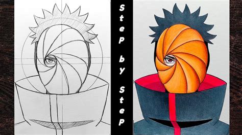 How To draw"Obito Uchiha" with mask step by step(Tutorial)for beginners ...