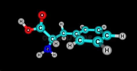 Phenylalanine Molecular Structure Isolated on Black Stock Illustration ...