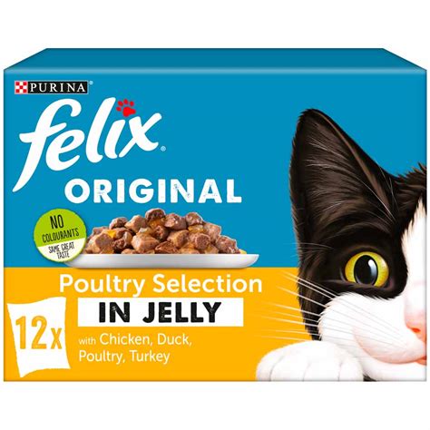 Felix Original Poultry Selection in Jelly Cat Food 12 x 100g | Wilko