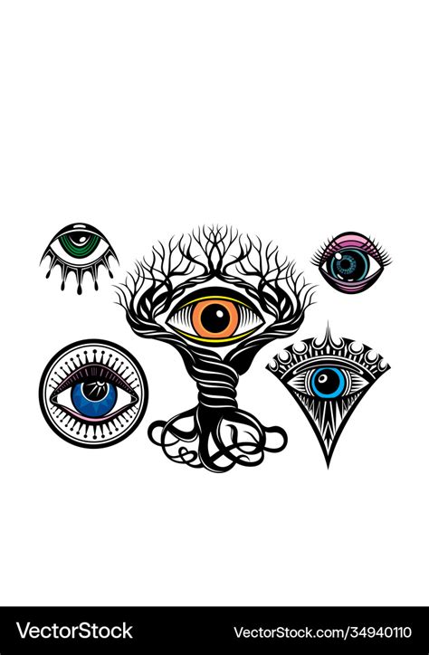 Eye tattoo design element Royalty Free Vector Image