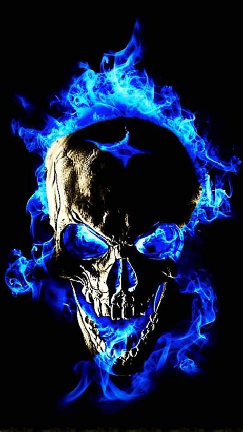 Blue flame skull fire. Coolest skull for, Skull On Fire HD phone ...