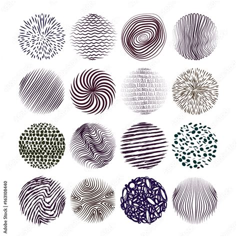 Collection of hand drawn textures. The art of design elements: circles ...