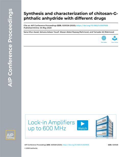 (PDF) Synthesis and characterization of chitosan-G-phthalic anhydride ...