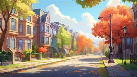 Premium AI Image | A city street at autumn