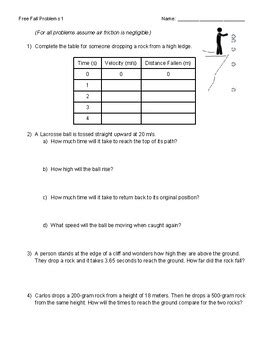 Free Fall Practice Problems by The Physics Project | TPT