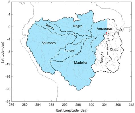 Map of the Amazon river basin and its eight major subbasins, Amazonas ...