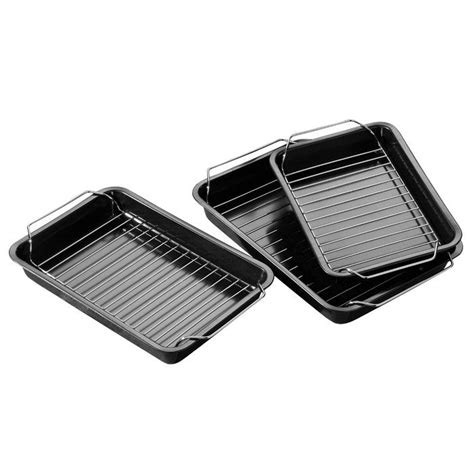 Set of 3 Non Stick Roasting Trays & Racks | Roasting, Wire racks, Oven ...