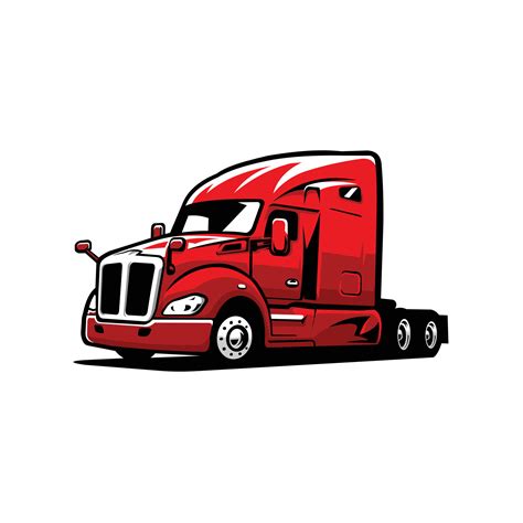 Premium red semi truck 18 wheeler freightliner vector isolated. Best ...