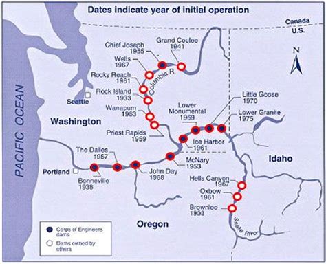 Dams of the Pacific Northwest Map | Pacific northwest map, Columbia ...