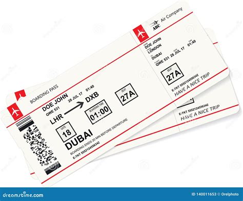 Realistic Airline Ticket And Boarding Pass Design Vector Illustration ...