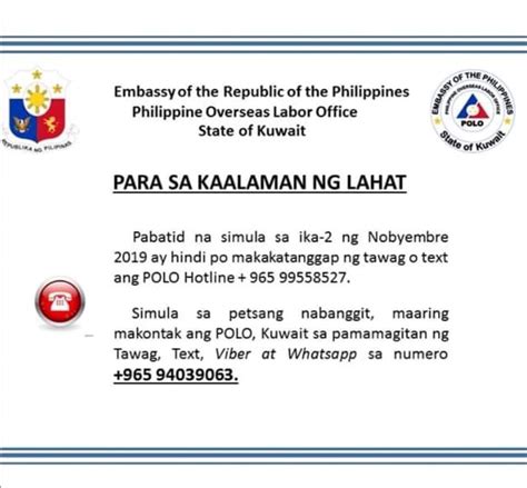 Philippine Embassy /Polo OWWA information and Contact Numbers ...