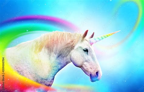 Colorful rainbow unicorn horse Stock Photo | Adobe Stock