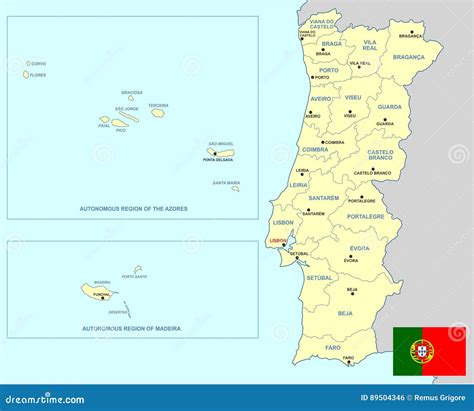 Portugal map - cdr format stock vector. Illustration of flag - 89504346