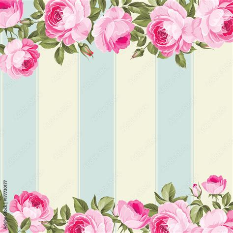 Ornate pink flower border with tile. Elegant Vintage wallpaper design ...