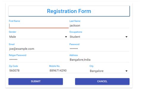 Angular Material: Simple Registration Form