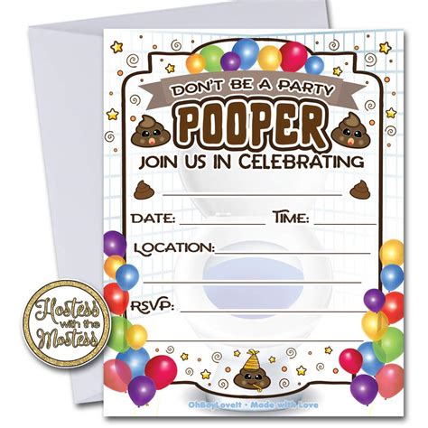 Buy Oh Boy Love It Poop Birthday Invitations with Envelopes 15 Pack ...