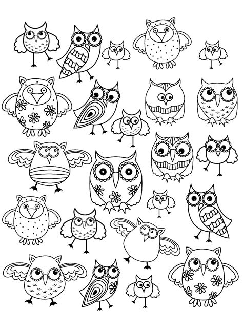 Doodle owl - Doodle Art / Doodling Adult Coloring Pages