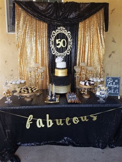 50 & fabulous birthday party. Gold and black. | 50th birthday party ...