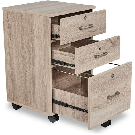 Winado 3 Drawer Rolling Wood File Cabinet with Lock,File Storage ...