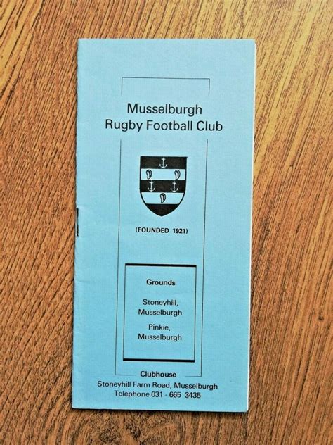 Musselburgh Rugby Football Club Fixture Card 1990-91 -Rugbyreplay