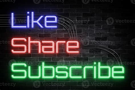 Like Share and Subscribe neon banner, light signboard. 6839662 Stock ...