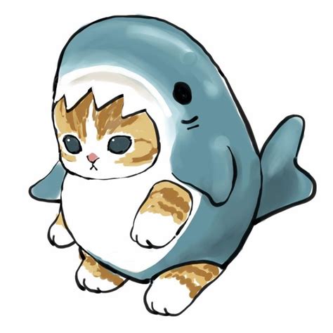 Shark Kitty Art - Cute Animal Drawing