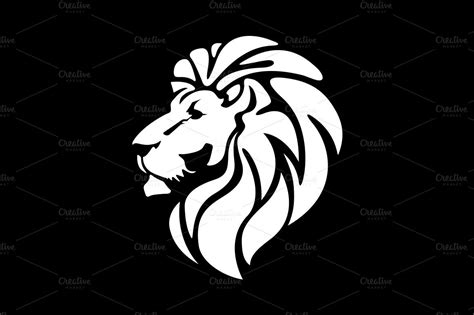 Black and White Lion Head | Lion Head Logo | クリパ 装飾 | ロゴデザイン、タトゥー、タトゥーデザイン