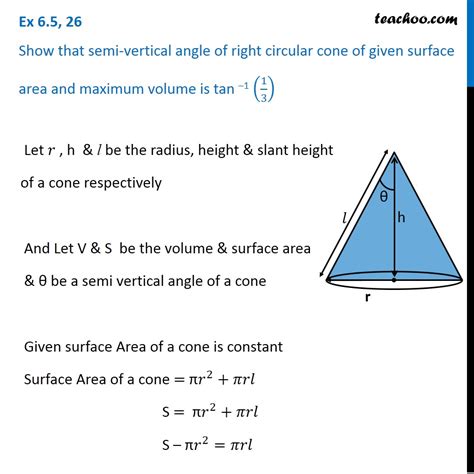 Ex 6.5, 26 - Show that semi-vertical angle of cone - Class 12