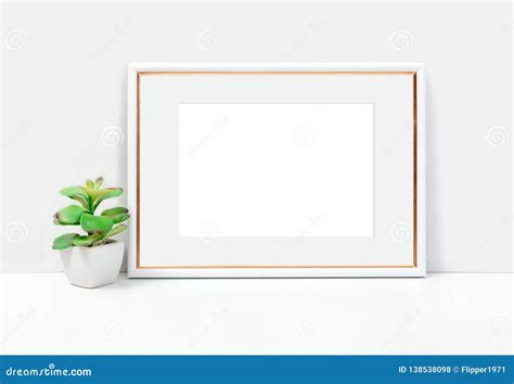 A4 Frame Mockup, Landscape Orientation Stock Photo - Image of light ...