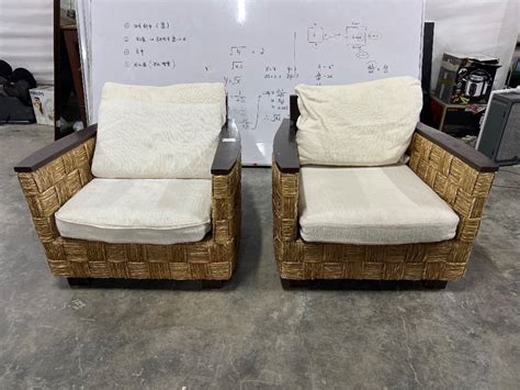 Wooden Rattan Armchair with Fabric Cushion / Kerusi Berlengan Rotan ...