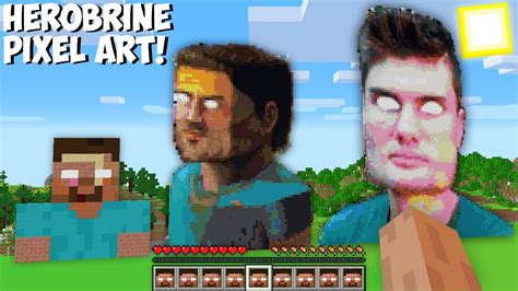 How to BUILD THE BEST HEROBRINE PIXEL ART in Minecraft ? PIXEL ART ...