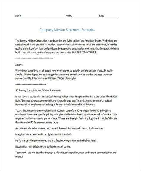 Mission Statement - 22+ Examples, Types, Differences, Format, Pdf