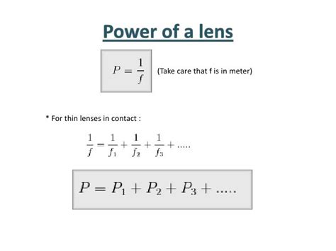 Ray Optics Formulaes