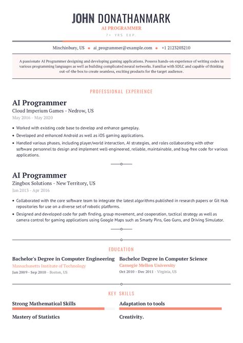 Artificial Intelligence Resume Examples 2020 | CraftmyCV