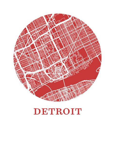 Detroit Map Print City Map Poster - Etsy