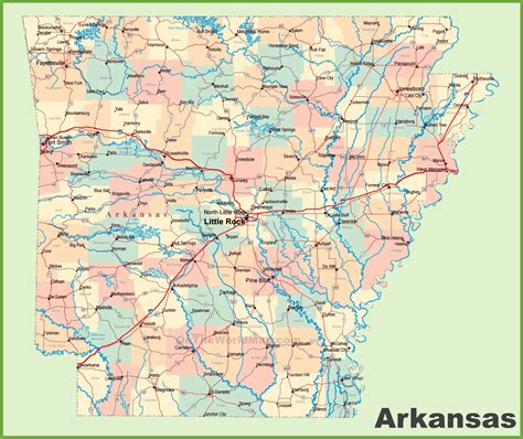 Arkansas road map - Ontheworldmap.com