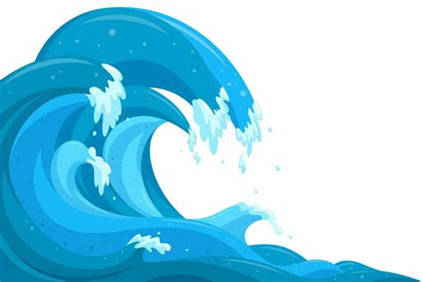 Tsunami waves background. Flood ocean waves in cartoon style. Vector ...