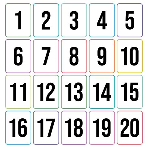 Numbers 1 To 20 Printable Cards