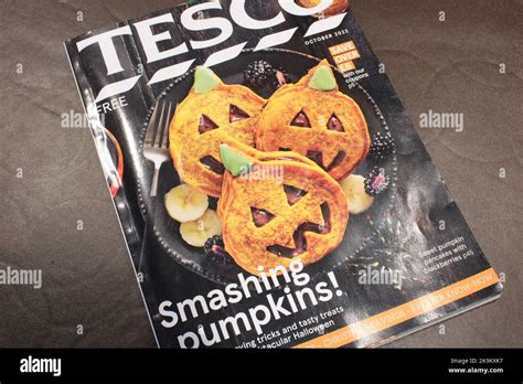 Tesco Halloween catalogue October 2022 on a brown background. Tesco ...